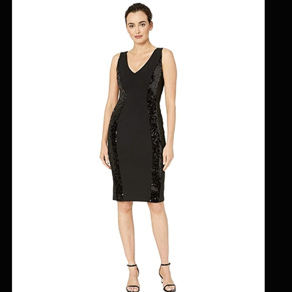 Vince Camuto Sequin Side Panel Bodycon Dress sz 8